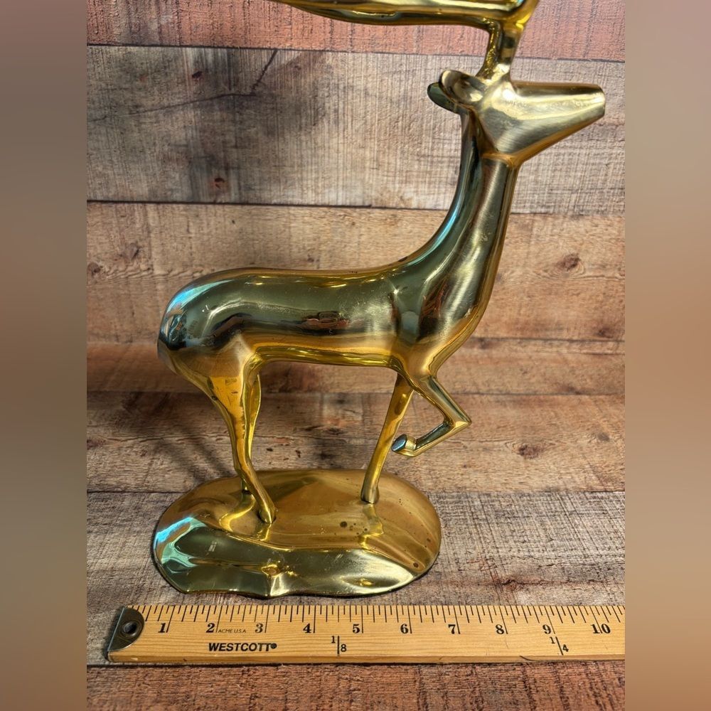 Vintage Large Tall 14.5” Brass Deer Reindeer Votive 8 Candle Holders MCM Holiday - Picture 12 of 13